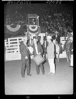 Dean Oliver, Bill Coey & Gov. Love (Stetson hat in Arena)