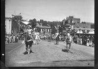 Trick Riders in Parade. Barbara Hunington, Jeanne Godshall, Francis Stiller, and Buck Abbott
