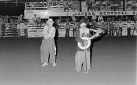 Rodeo clowns Rick Young & Quail Dobbs specialty act