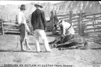 Saddling an outlaw at Custer Trail Ranch