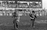 Rodeo clown Rick Young & Quail Dobbs specialty act