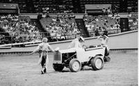 Rodeo clown Rudy Burns specialty act