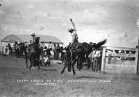 Cliff Lewis on "C. B. C." Sheridan, Wyo. Rodeo