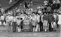 Unidentified group of Rodeo clowns and others