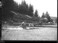 Bill Markley Clowning with cart & Bull