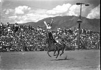 [Possibly Bernice Dorsey doing Hippodrome stand with mountain & clouds in background]