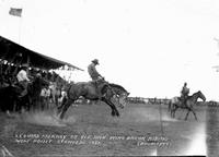 Leonard Murray on "Ace High" Wins Bronk Riding Wolf Point Stampede, 1937