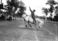 [Unidentified Cowboy riding bareback bronc]