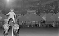 Rodeo clown Bill McEnaney specialty act