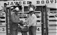 Steer wrestling award presentation, unknown participants