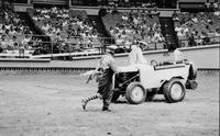 Rodeo clown Rudy Burns specialty act