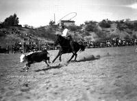 Jimmie Minotto Roping Calf. Remuda Ranch Rodeo Wickenburg, Ariz.