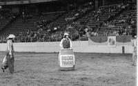 Unidentifeid Rodeo clowns Bull fighting