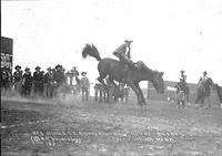 Red Sublett Riding Bareback at Fred Beebe's Rodeo, Omaha, Nebr.