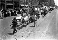 Ox teams in Fred Beebe's Rodeo Parade Wichita, Kans.