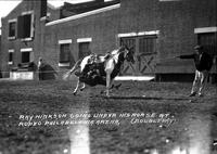 Ray Hinkson Going Under His Horse at Rodeo Philadelphia Arena