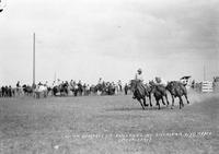 Frank Van Meter Bulldogging Sheridan Wyo Rodeo