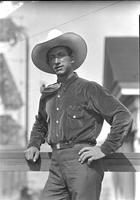 [Unidentified cowboy with monogram "Pete" over shirt pocket]