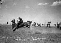 Dick Slappert on "Ridley" Sheridan, Wyo Rodeo