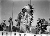 [(Sioux) Chief Crazy Horse wearing glasses & in Feathered Headdress & Peace Medal]