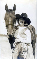 Bonnie McCarroll posed by Horse