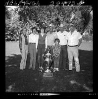 John Dalton, Trophy, & friends.  Mrs. Houck, Bonnie Shaw, Betsy Shaw, Bill Shaw, Cub Houck.& Mary