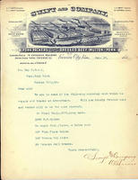 Swift and Company letter on letterhead