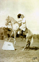 Bonnie McCarroll sitting atop horse