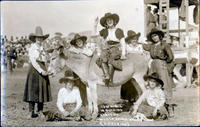 Cowgirls in Bucking Contest Weiser Round-up