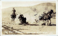 Jess Stahl bulldogging, Klamath Falls Rodeo 1923