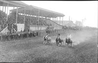 [Roman riding race including Mayme Stroud and two cowboys]