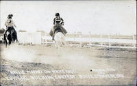 Nellie Mooney on White Angel, Cowgirl Bucking Contest, Boise Stampede 1913 #290