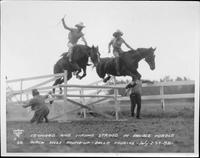 Leonard and Mayme Stroud in double hurdle, Black Hills Round-Up Belle Fourche, July 2-3-4 1931