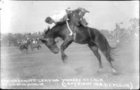 Yakima Canutt leaving "Monkey Wrench", Pendleton Round-Up