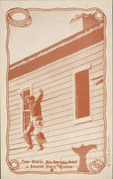 Tom Mix makes his escape from a second story window