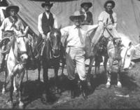 101 Ranch at Meriden, Cowboys with Jess Willard.  L to R; Scotty-Hank-Jess Willard-Amos & Clayton