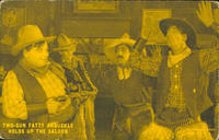 Two-Gun Fatty Arbuckle holds up the saloon