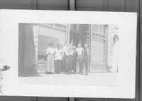 Stillwater Gazette�staff, identified as: Bess Lowry, Ned Brown, Charles Clarly, J. P. Hinkel, George Gelder, Art McEwen, Phil Masterson, 1906