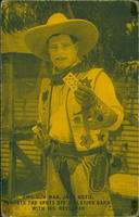 Two-Gun Man, Jack Hoxie, shoots the spots off a playing card with his revolver
