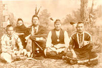 [Group of five Native American men sitting in studio]