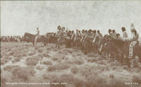 Renegade Indians prepare to attack wagon train