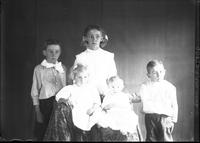 [Single portrait of two young Boys, two young Girls, and an Infant]