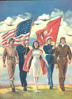 [World War II Army, Navy, Marines, Nurse armed forces print]