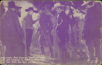 Jesse James (Fred Thomson) and Frank James look with suspicion on Bob Ford when theyn find their home has been burned