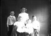 [Single portrait of two young Boys, two young Girls, and an Infant]