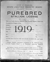 State of Oklahoma Horse Pedigree Certificate