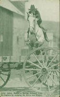 Jesse James makes a daring getaway from his captors by jumping his horse over wagon