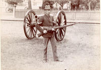 [Infantry soldier with Springfield trapdoor rifle and Napoleon cannon]