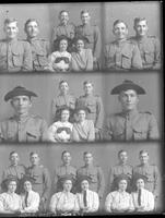 [Carte de Visite multiple portraits of young Male Oklahoma A&M Cadets & young Girls]