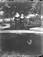 [Two Nuns standing in a park-like atmosphere]